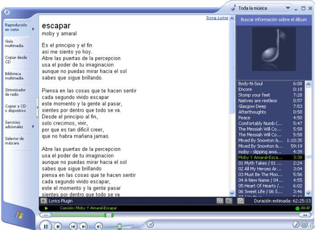 plugins de letras para windows media player windows 7